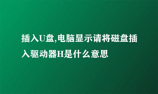 插入U盘,电脑显示请将磁盘插入驱动器H是什么意思