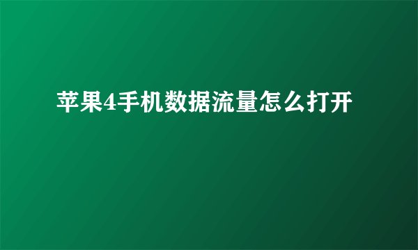 苹果4手机数据流量怎么打开