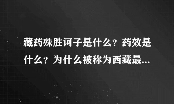 藏药殊胜诃子是什么?药效是什么?为什么被称为西藏最珍贵的药?