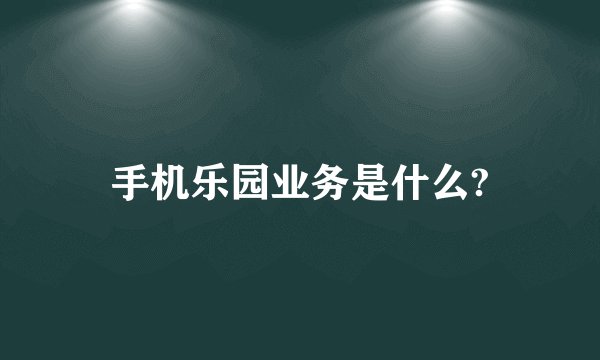 手机乐园业务是什么?