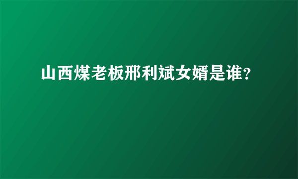 山西煤老板邢利斌女婿是谁？