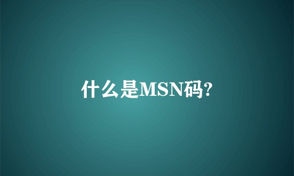 什么是MSN码?