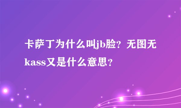 卡萨丁为什么叫jb脸？无图无kass又是什么意思？