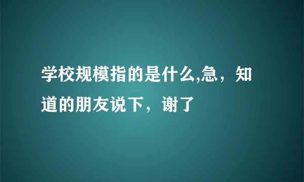 学校规模指的是什么,急，知道的朋友说下，谢了