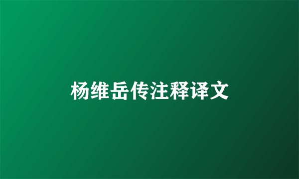 杨维岳传注释译文