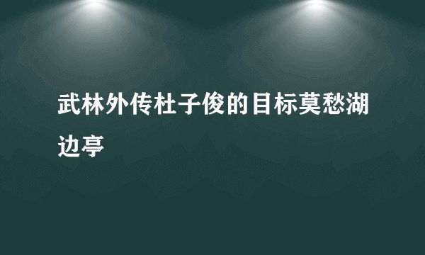 武林外传杜子俊的目标莫愁湖边亭