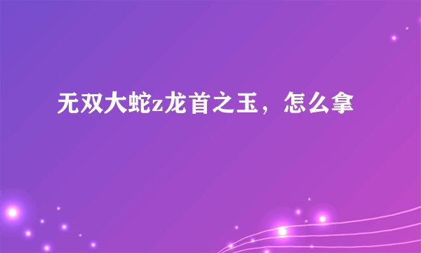无双大蛇z龙首之玉,怎么拿
