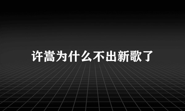 许嵩为什么不出新歌了