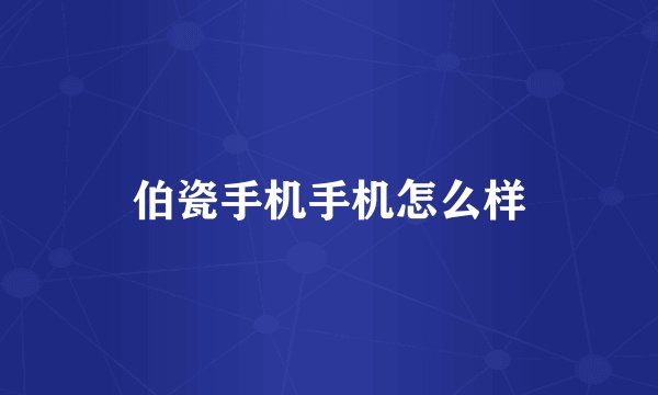 伯瓷手机手机怎么样
