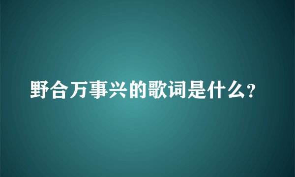 野合万事兴的歌词是什么？