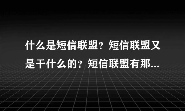 什么是短信联盟？短信联盟又是干什么的？短信联盟有那几大特色服务？