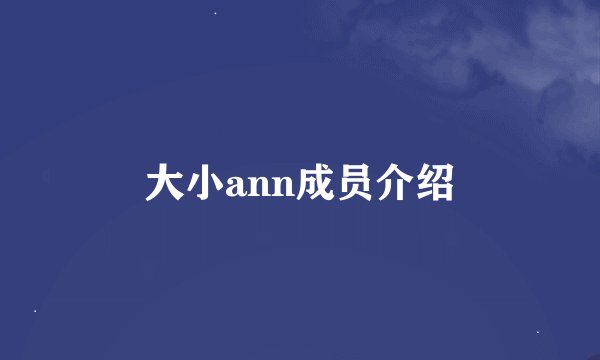 大小ann成员介绍
