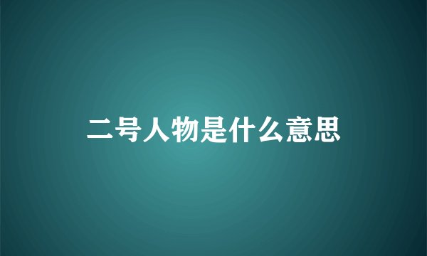 二号人物是什么意思