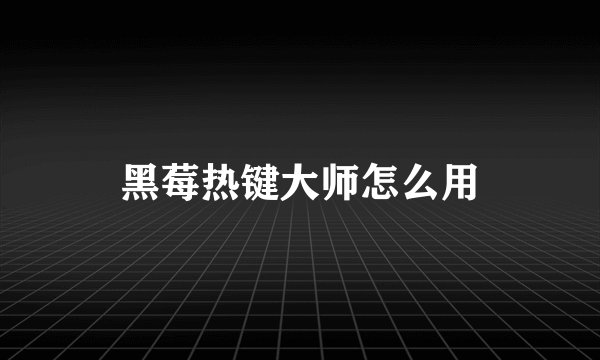 黑莓热键大师怎么用