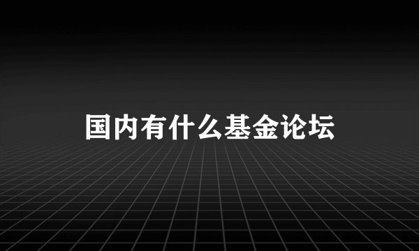 国内有什么基金论坛