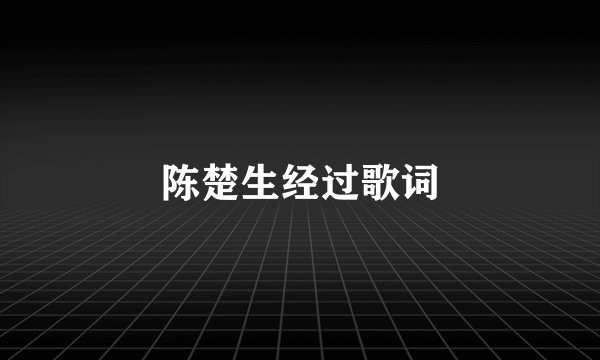 陈楚生经过歌词