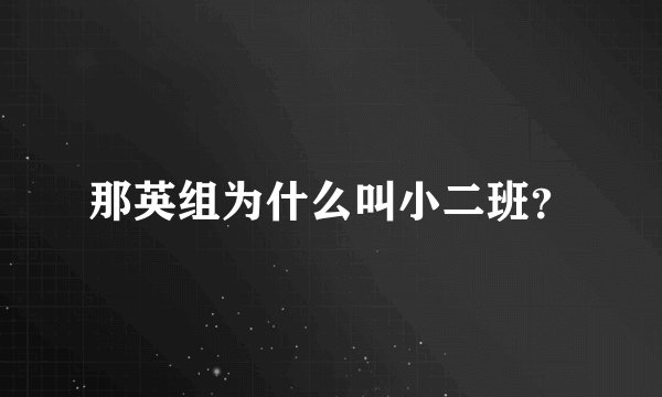 那英组为什么叫小二班？