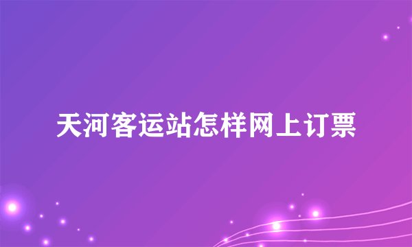 天河客运站怎样网上订票