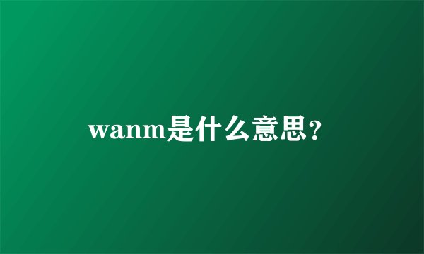 wanm是什么意思？