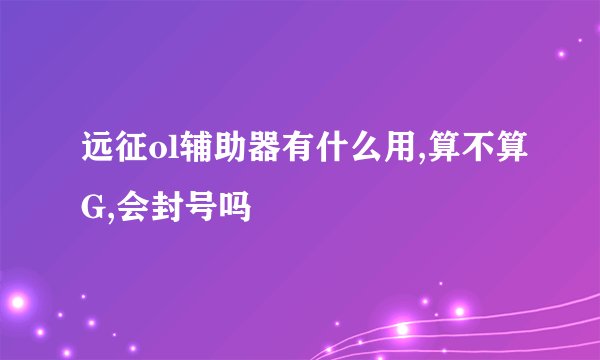 远征ol辅助器有什么用,算不算G,会封号吗
