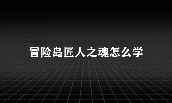 冒险岛匠人之魂怎么学