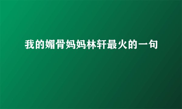 我的媚骨妈妈林轩最火的一句