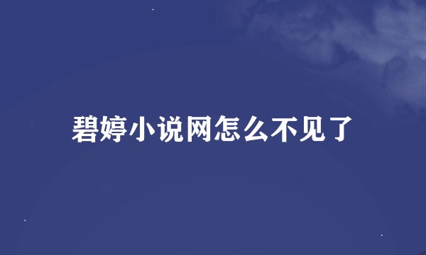 碧婷小说网怎么不见了