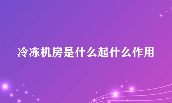 冷冻机房是什么起什么作用