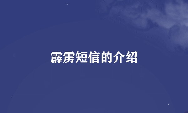 霹雳短信的介绍
