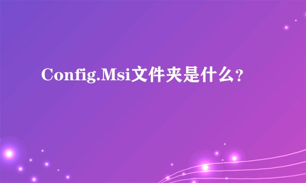 Config.Msi文件夹是什么？