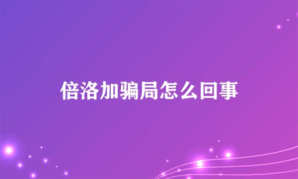 倍洛加骗局怎么回事