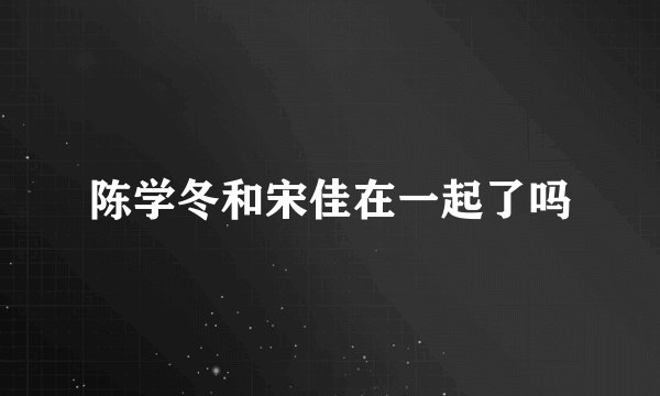 陈学冬和宋佳在一起了吗