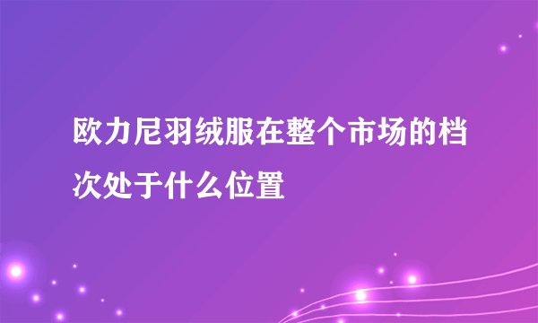 欧力尼羽绒服在整个市场的档次处于什么位置