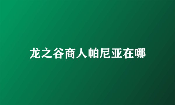 龙之谷商人帕尼亚在哪