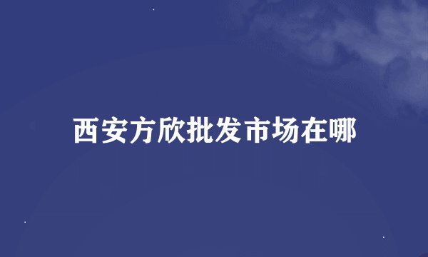 西安方欣批发市场在哪
