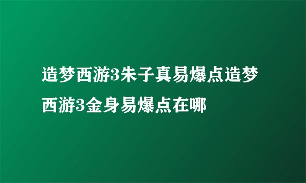 造梦西游3朱子真易爆点造梦西游3金身易爆点在哪