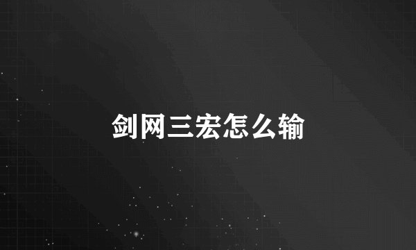 剑网三宏怎么输