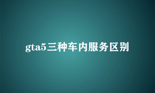 gta5三种车内服务区别