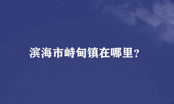 滨海市峙甸镇在哪里?