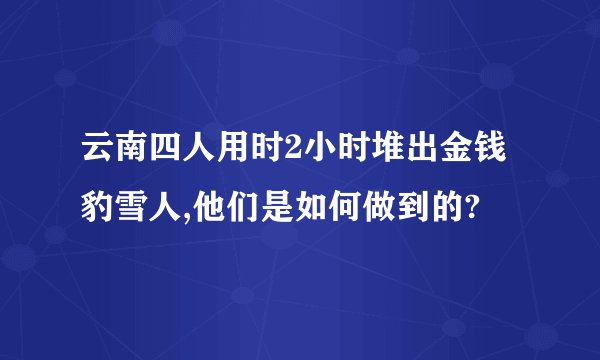 云南四人用时2小时堆出金钱豹雪人,他们是如何做到的?