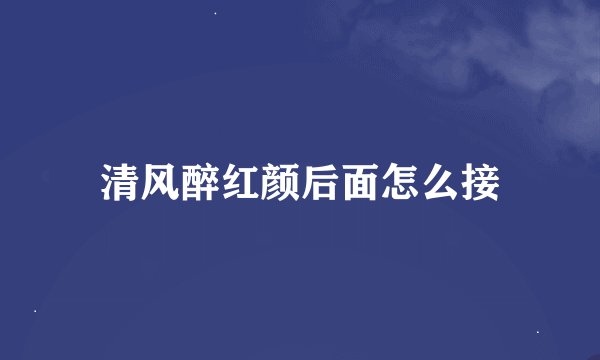 清风醉红颜后面怎么接