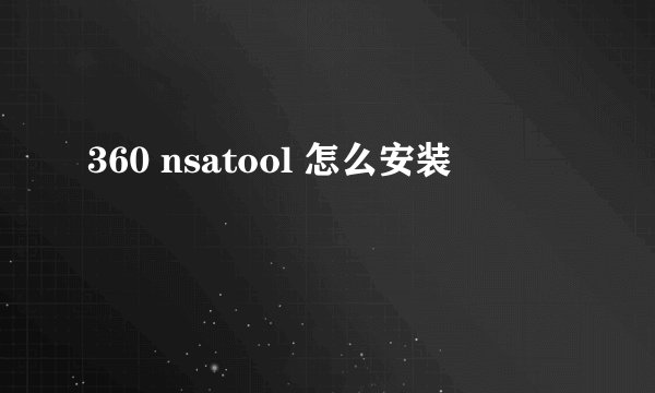 360 nsatool 怎么安装