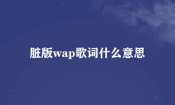 脏版wap歌词什么意思