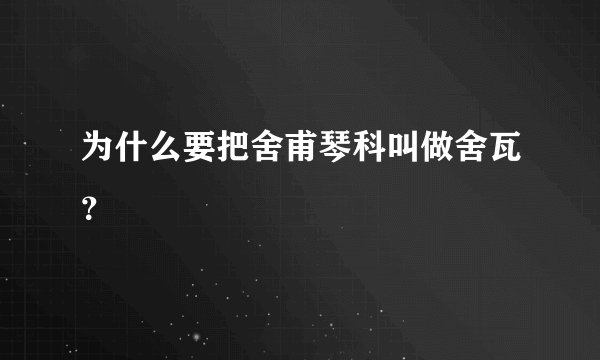为什么要把舍甫琴科叫做舍瓦？