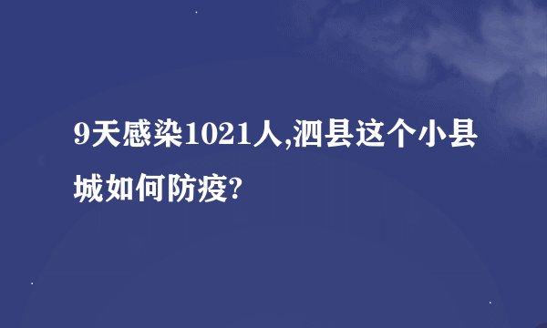 9天感染1021人,泗县这个小县城如何防疫?