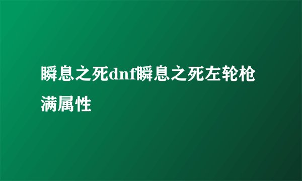 瞬息之死dnf瞬息之死左轮枪满属性