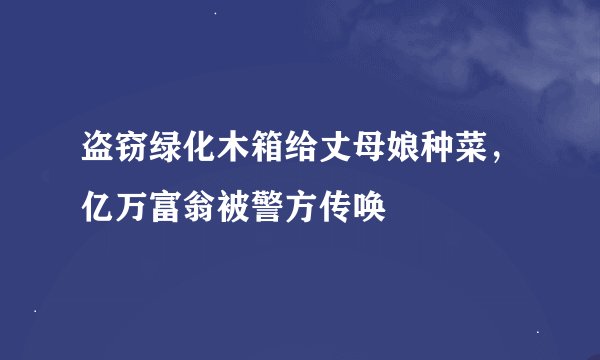 盗窃绿化木箱给丈母娘种菜,亿万富翁被警方传唤