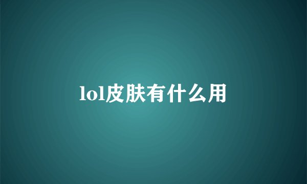 lol皮肤有什么用