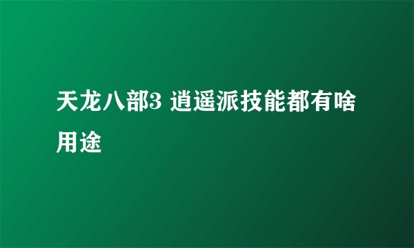 天龙八部3 逍遥派技能都有啥用途