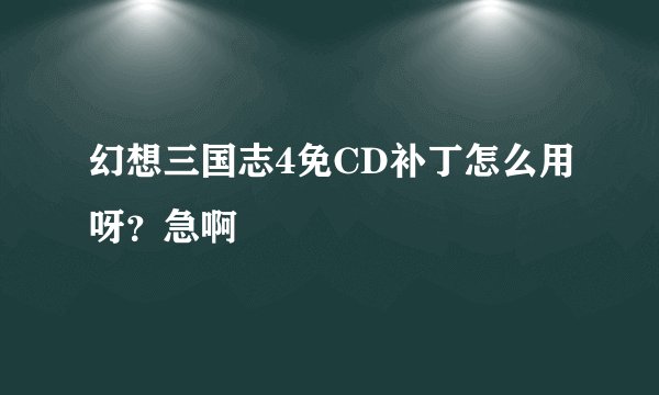 幻想三国志4免CD补丁怎么用呀？急啊